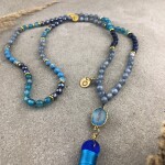 Love is blue 108 szemes, hagyományos bojtos mala életfa motívummal 