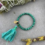 Malachit 6 mm-es, selyem bojtos karamala