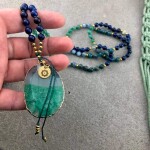 Színátmenetes achát medál 108 szemes mala, mantra füzér